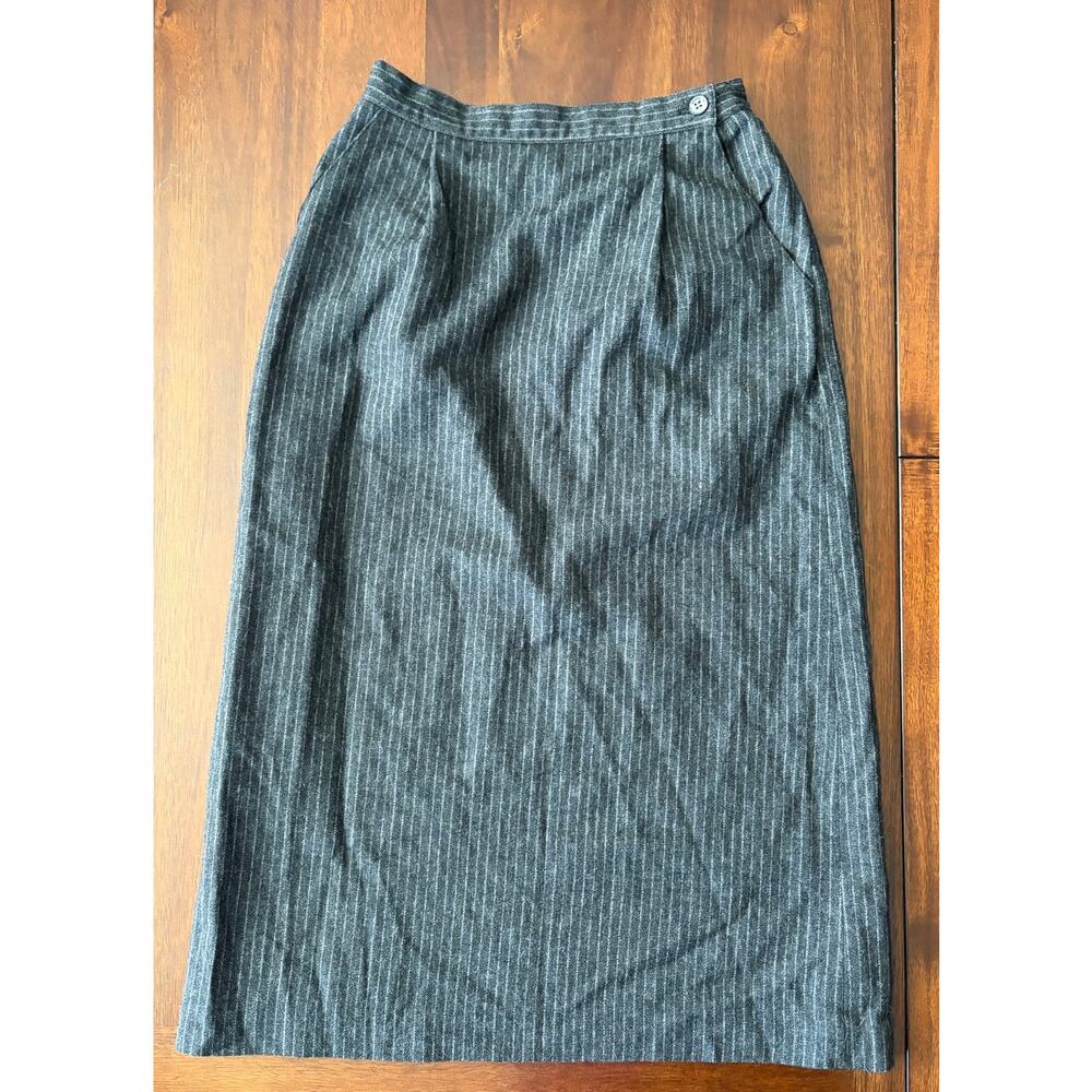 Miss Behave Woman's Vintage Gray 100% Wool Business Pencil Skirt Size 6